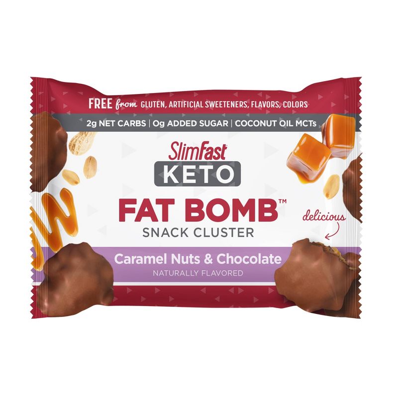 SlimFast Keto Fat Bomb Snack Cluster - Caramel Nuts & Chocolate - 14ct