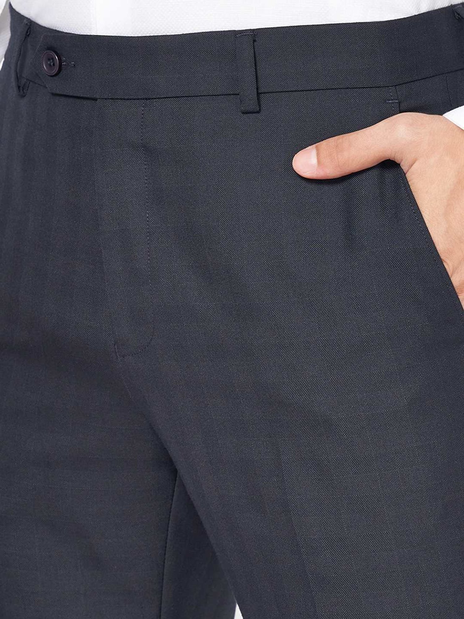 Byford By Pantaloons Black Slim Fit Texture Trousers