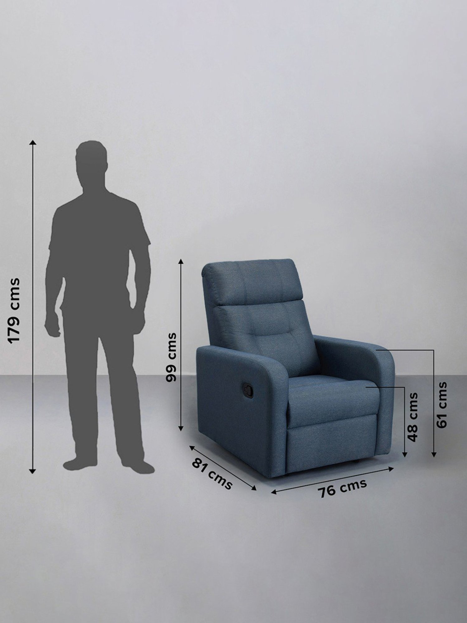 Sleepyhead RX3 Ocean Blue Fabric Single Seater Recliner