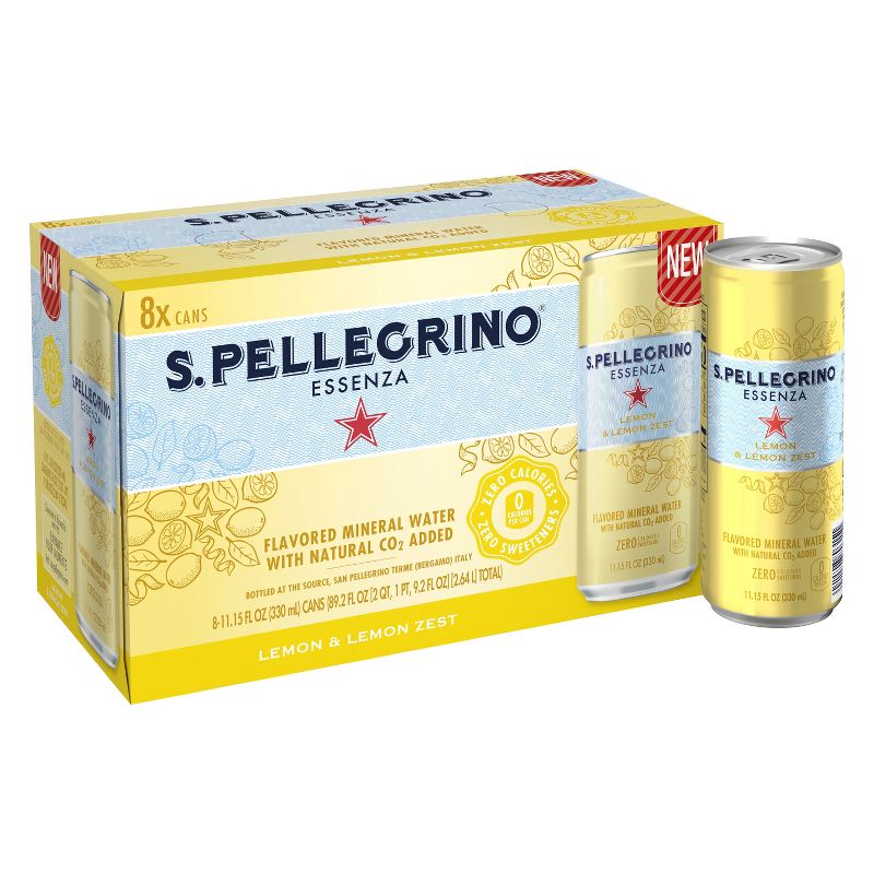 S.Pellegrino Essenza Lemon & Lemon Zest Flavored Mineral Water - 8pk/11.15 fl oz Cans