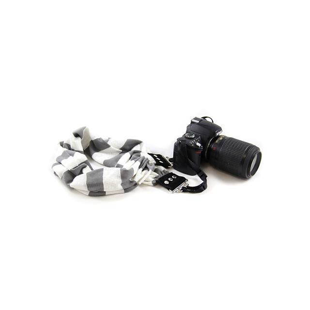 Grey Stripe Scarf Collection Camera Strap