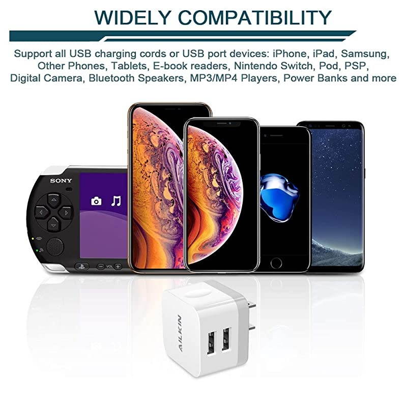 3Pack USB Charger Wall Charger Plug  24A Dual Port USB Adapter Power Cube Charge Station Box Base Replacement for iPhone XR XS MAX X87 iPad Samsung LG Pixel Phones USB Charging Block