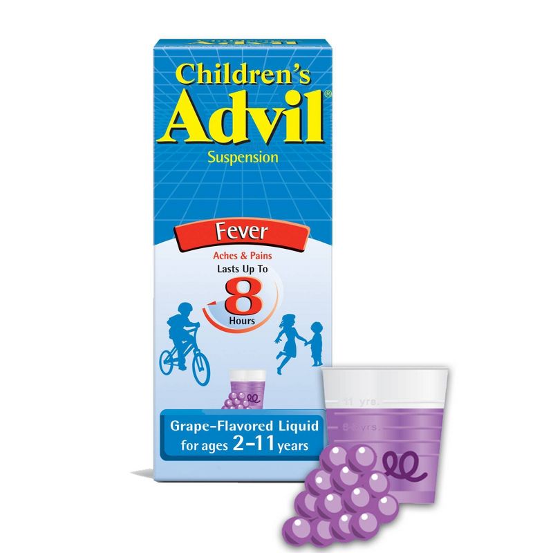 Children's Advil Liquid Fever Reducer/Pain Reliever (NSAID) - 100 mg Ibuprofen - Grape Flavor - 4 fl oz