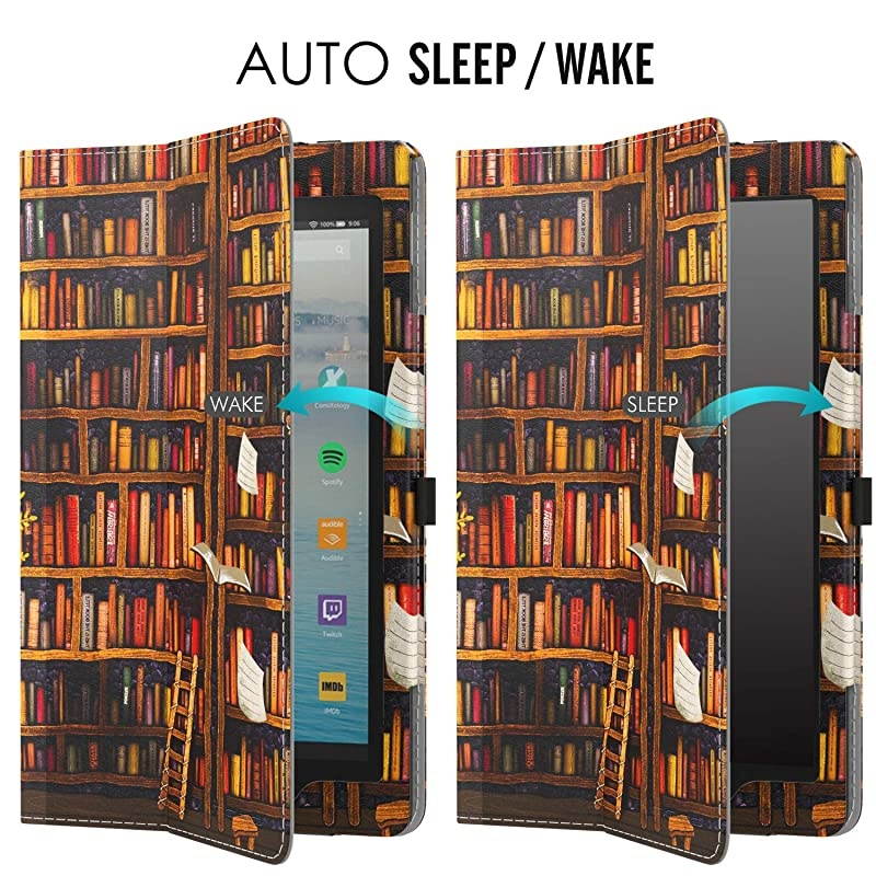 Case Fits AllNew  Fire HD 10 Tablet 7th Generation and 9th Generation 2017 and 2019 Release Slim Folding Stand Cover with Auto WakeSleep for Fire HD 101 Bookshelf