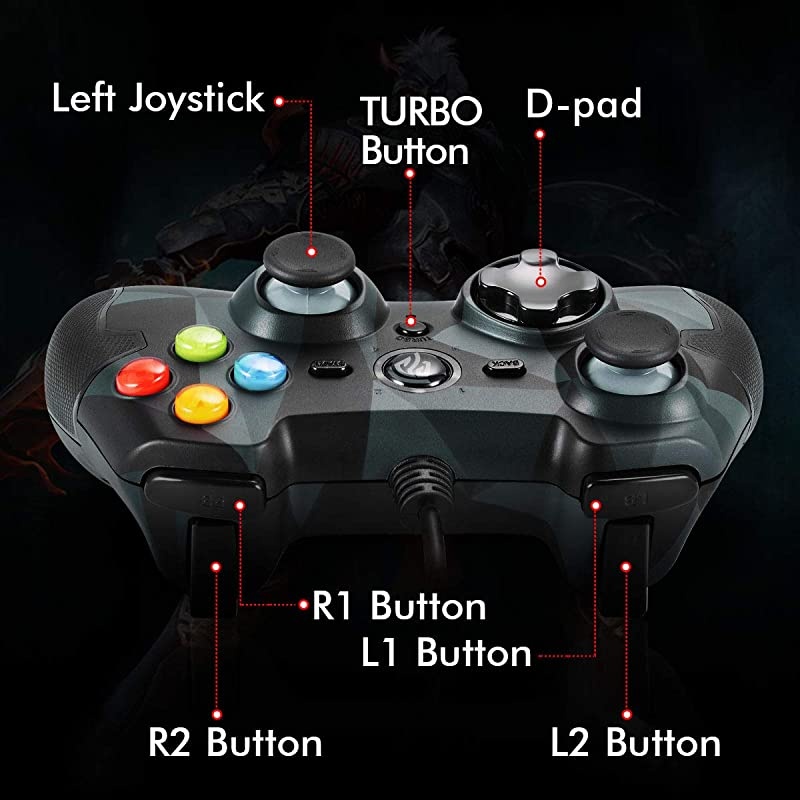 Wired Controller for PS3 PC Gamepads with Vibration Fire Button Range up to 10m Support PCLaptop Android and TV Box CamouflageWired Controller