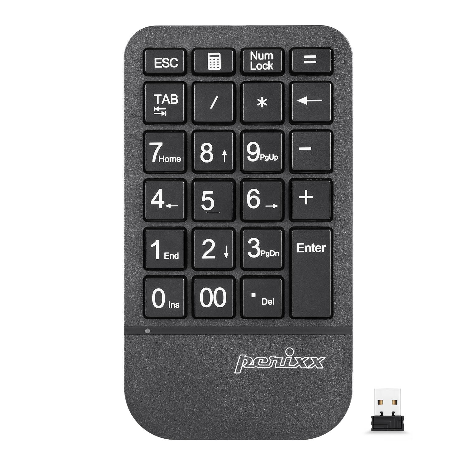 Perixx PERIPAD-705 Wireless Portable Numeric Keypad, for Laptop and Desktop Computer, Big Print Letter, Tab & ESC Key Included