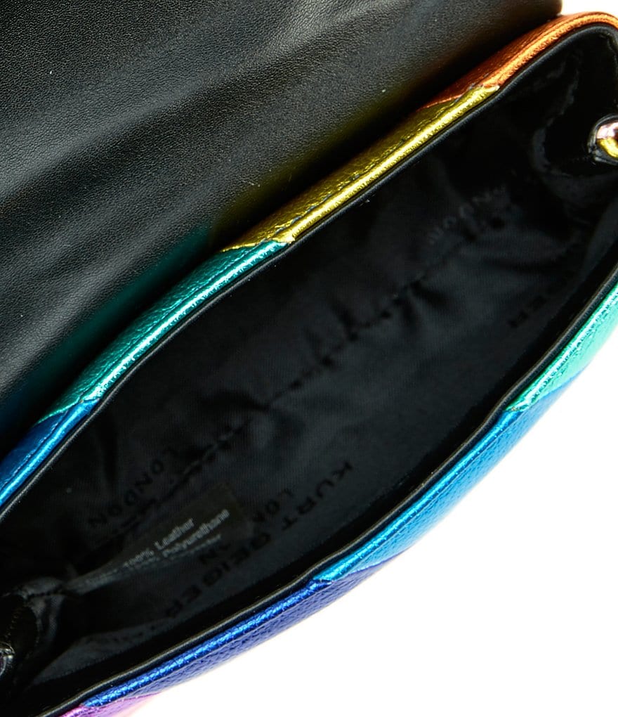 Kurt Geiger London Mini Kensington Metallic Rainbow Striped Crossbody Bag