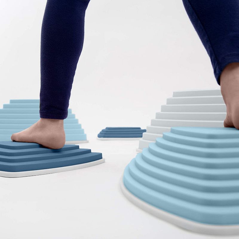 JumpOff Jo Rocksteady Balance Stepping Stones for Kids, Promotes Balance & Coordination, Set of 6 Balance Blocks, Tall Set, Iceberg Blue