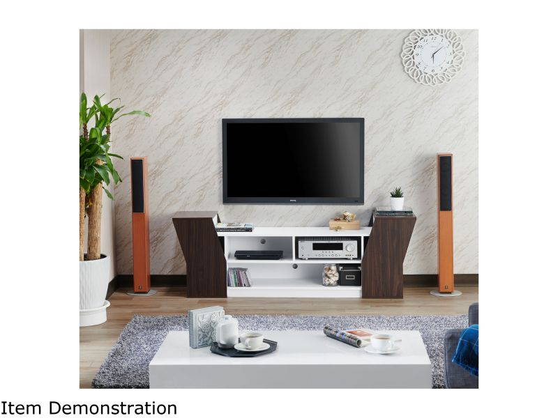 Furniture of America Viv Modern Wood 71-Inch TV Stand in Wenge and White