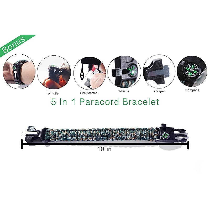 Hand Crank AM FM Radio Emergency NOAA Weather Radio + USB 2000mAh Power Bank Phone Charger amp LED Flashlight wSOS Bonus Survival Paracord Bracelet Magnesium Flint Fire Starter Compass Whistle