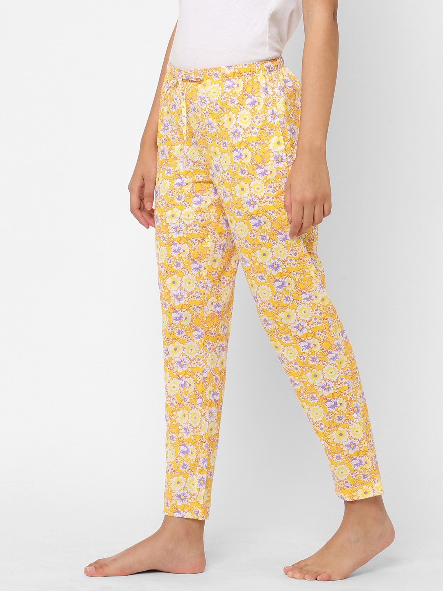 Urban Scottish Yellow Floral Print Lounge Pants