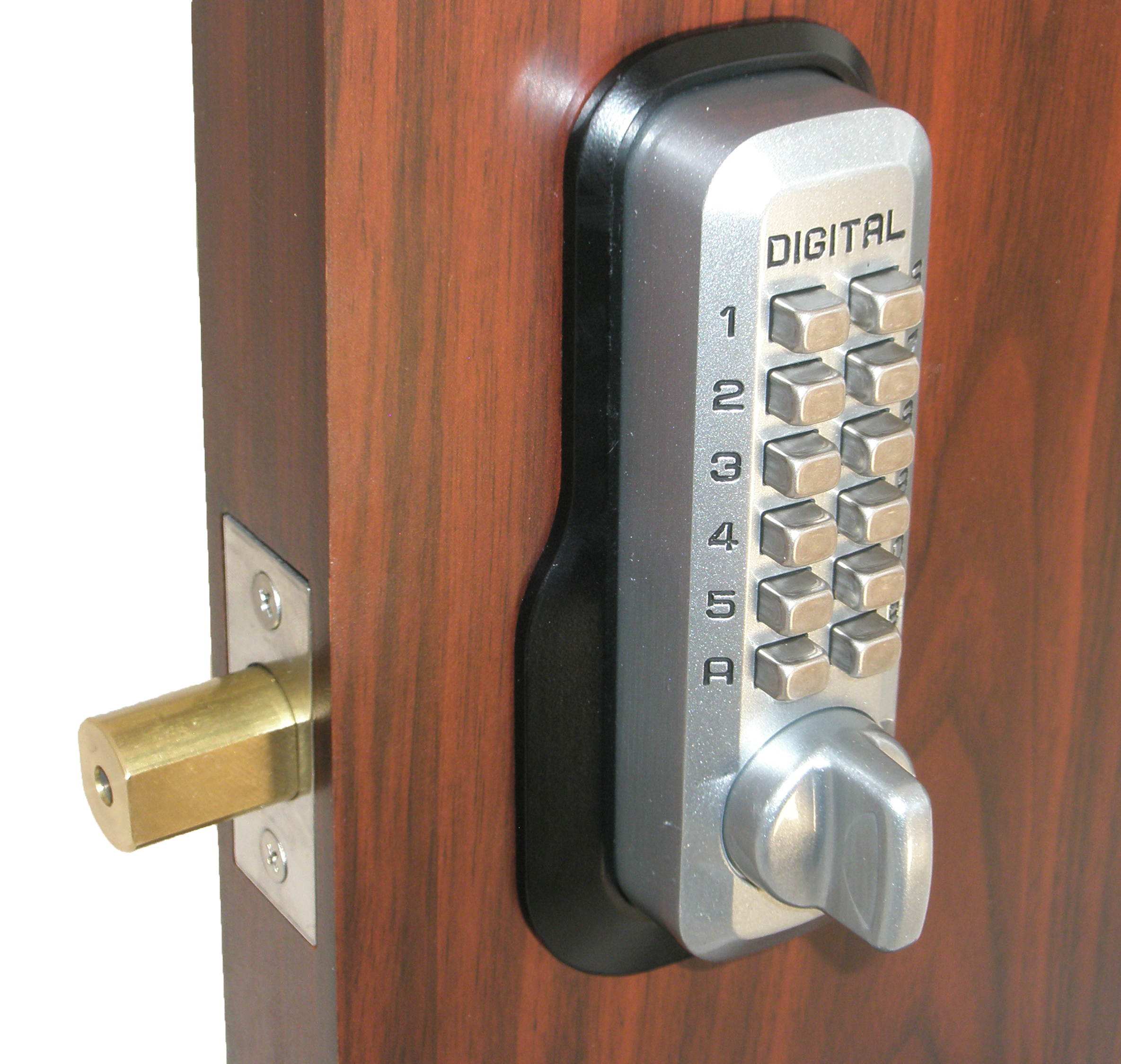 LockeyUSA Digital Door Lock M210 Mechanical Keyless Entry Deadbolt, Satin Chrome
