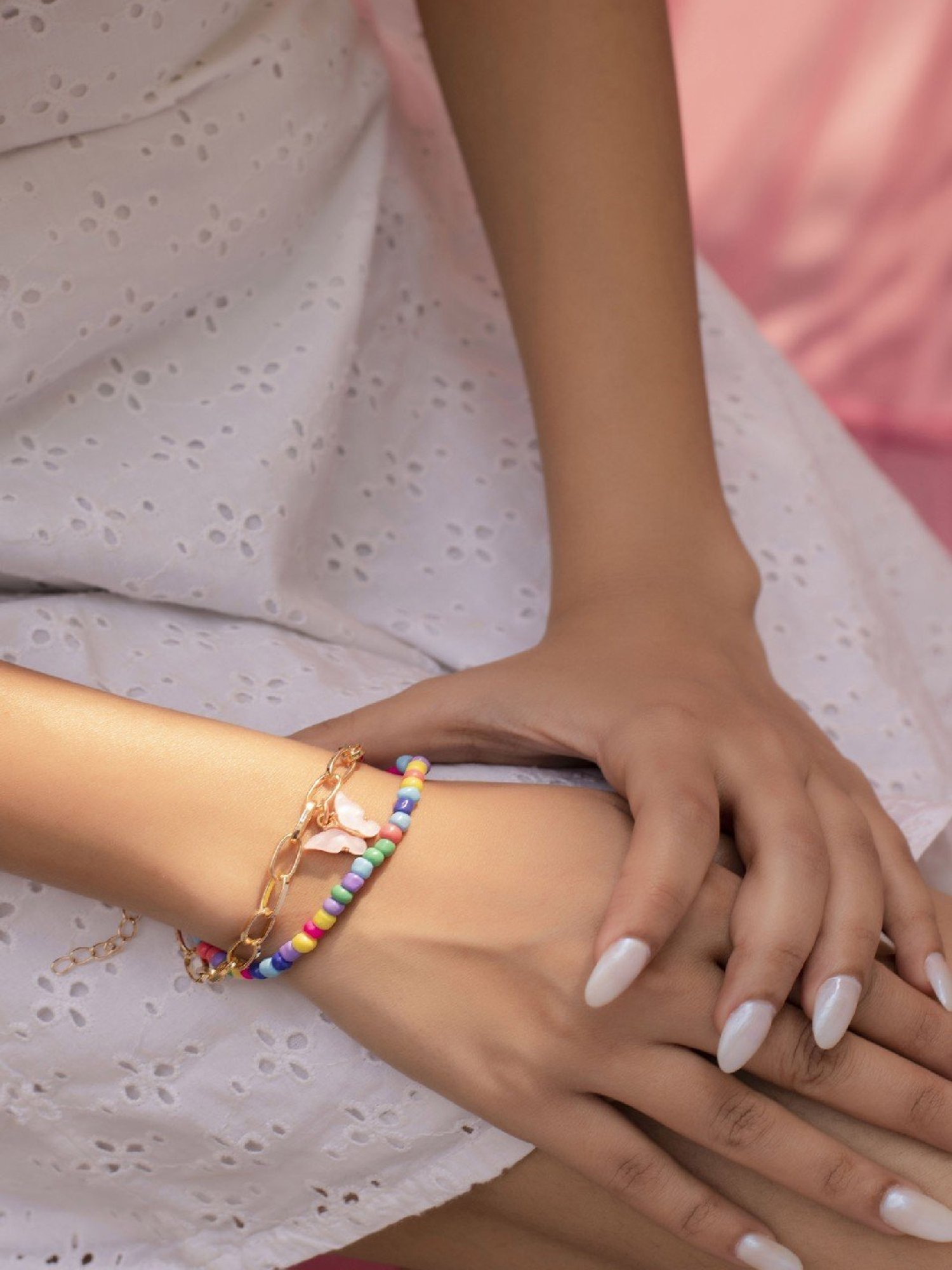 Jewelz Colourful Charms Bracelet With Buttyerfly Motif for Girls & Women