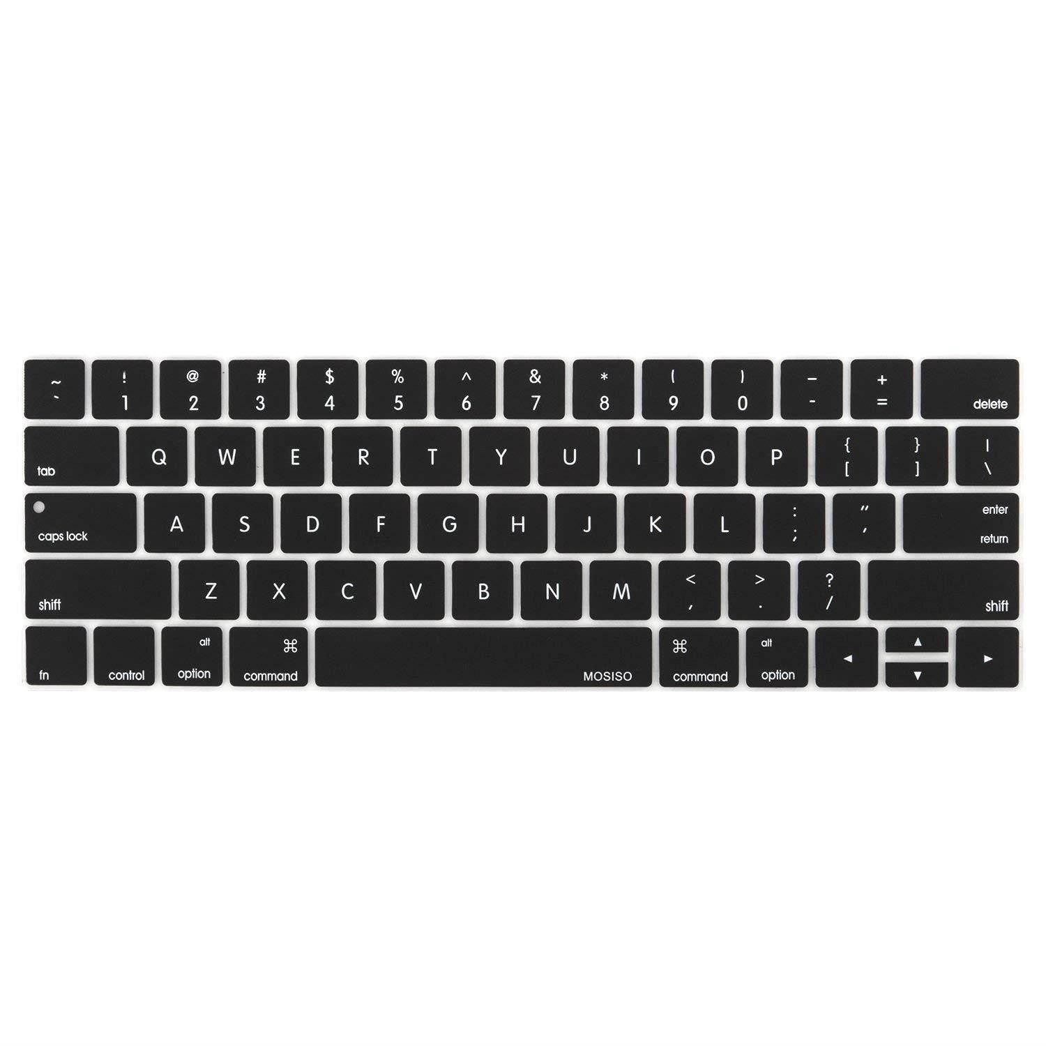 MOSISO Keyboard Cover Compatible Newest MacBook Pro with Touch Bar 13 Inch and 15 Inch (A1989 / A1706, A1990 / A1707) 2018 2016 2017 Release with Touch ID, Black