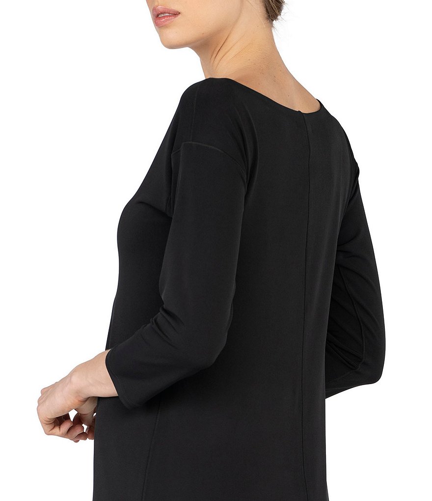 Eva Varro Boat Neck 3/4 Sleeve Side Grommet Dress