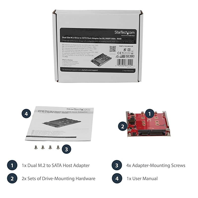 com M2 to SATA Adapter Dual Slot for 25in Drive Bay RAID M2 SSD M2 Adapter M2 SSD Adapter S322M225R