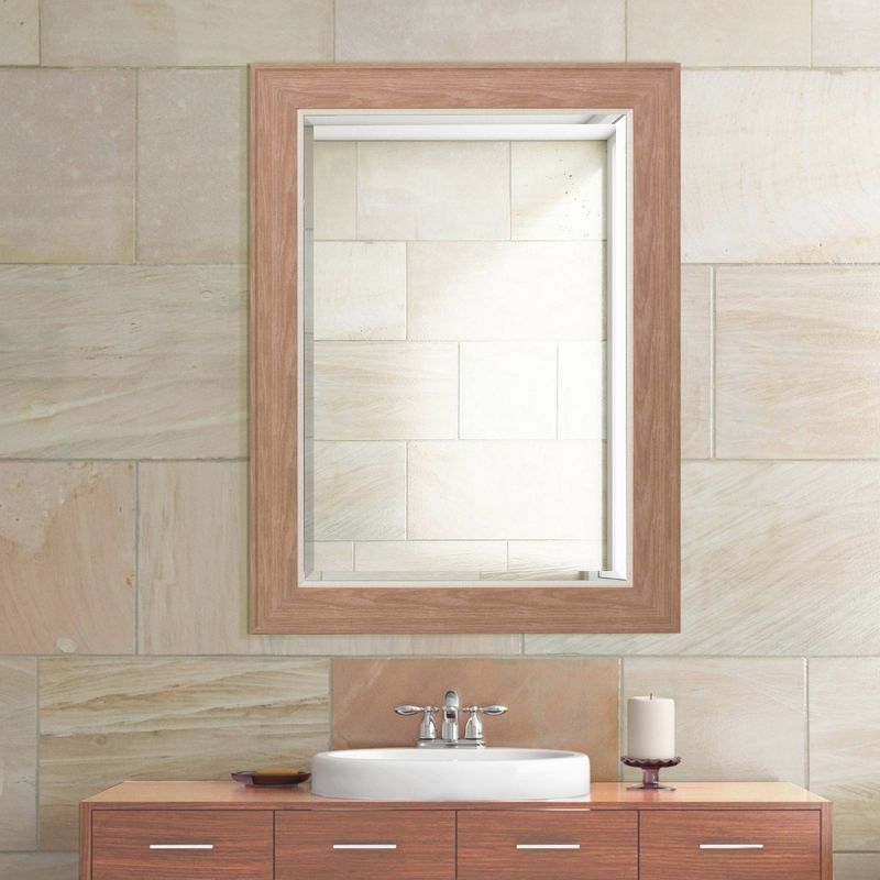 29.5" x 35.5" Textured Mat Liner Frame Mirror Walnut - Head West