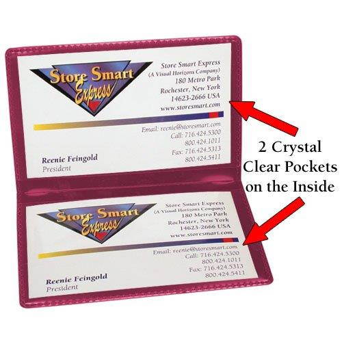 StoreSMART - Metallic Maroon Folding Business Card Holders - 10 pack - Polypropylene Plastic (RPP2915MM-10)