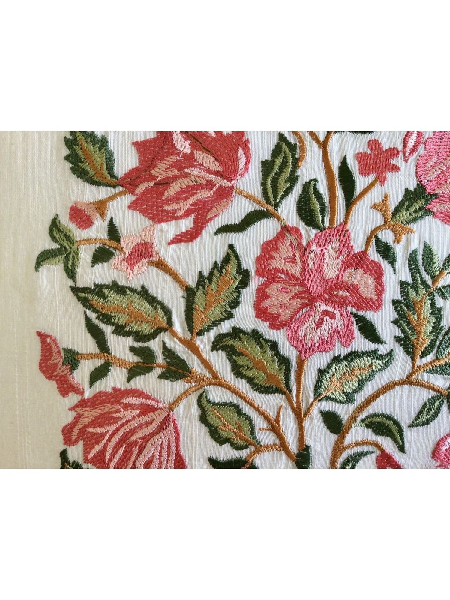 TARA Sparkling Homes Pink Embroidered Cotton Silk Cushion Cover - Set of 2