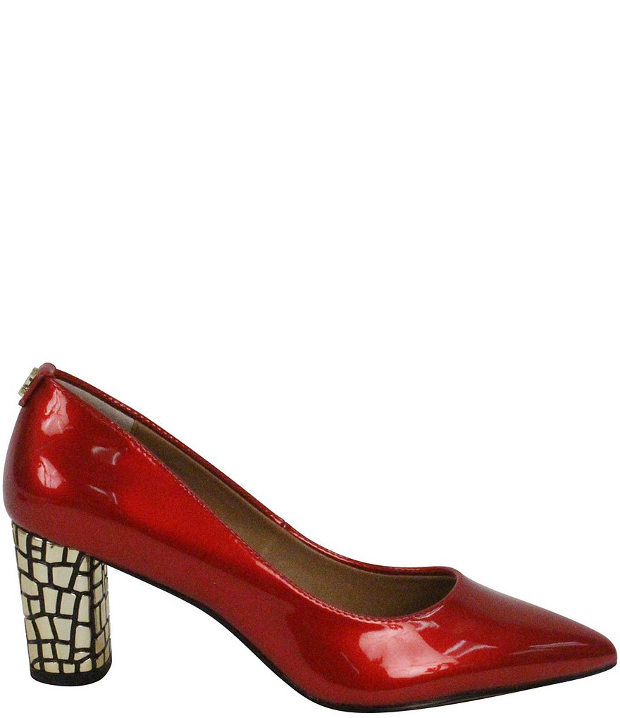 J. Renee Vaneeta Patent & Croc Embossed Metal Heel Pumps