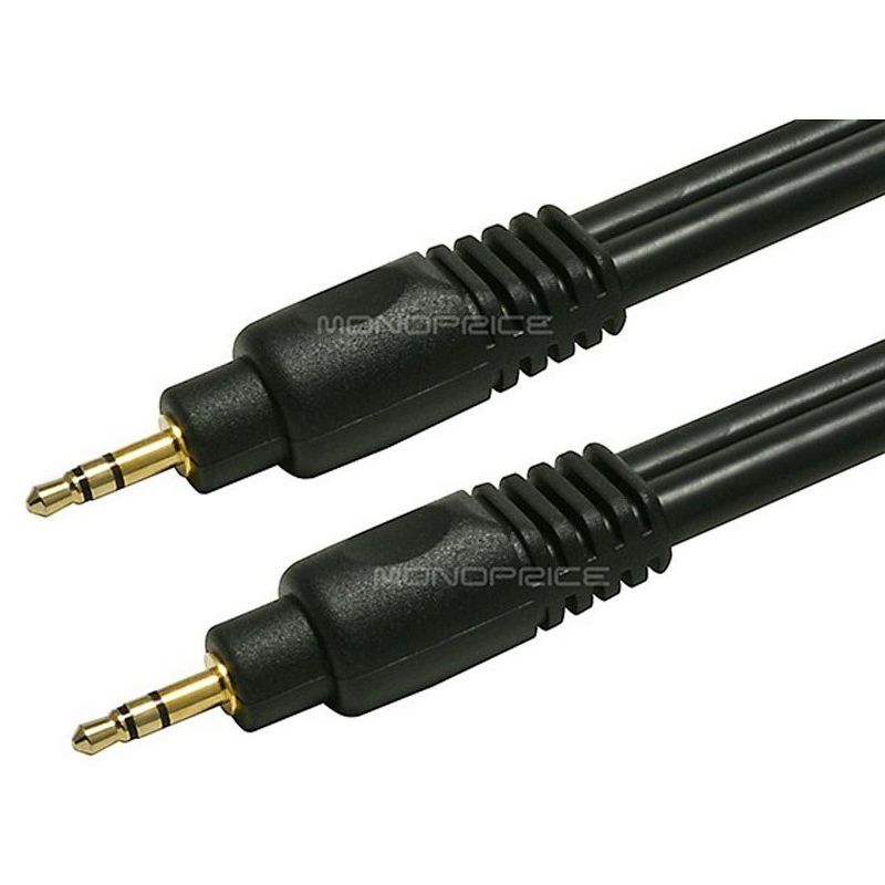 Monoprice Audio Cable - 1.5 Feet - Black | Premium 3.5mm Stereo Male to 3.5mm Stereo Male 22AWG, Gold Plated