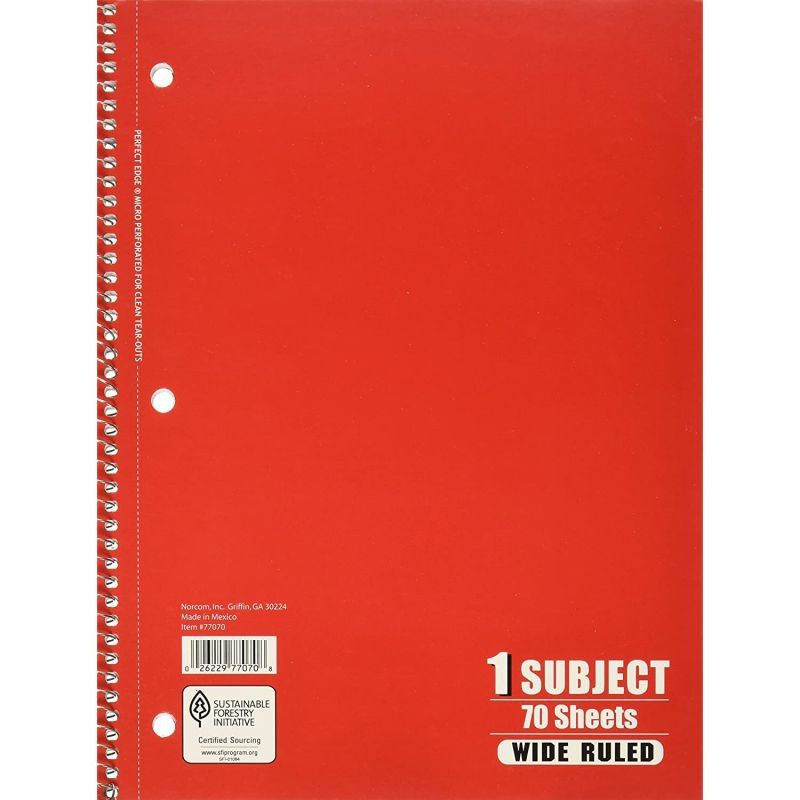 1 Subject Notebook 70 Sheets - Package of 5