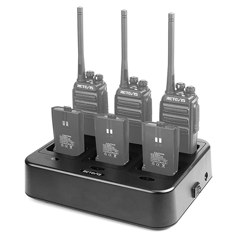 RT21 SixWay Multi Unit Rapid Gang Charger for  RT21 RT28 RT53 H777S not for H777 Walkie Talkie and Batteries 1 Pack