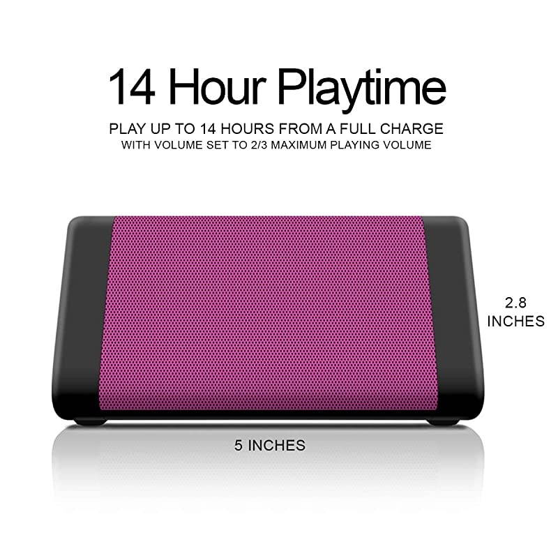 Angle 3 3rd Gen Bluetooth Portable Speaker Louder Volume Crystal Clear Stereo Sound Rich Bass 100 Ft Wireless Range IPX5 Pink