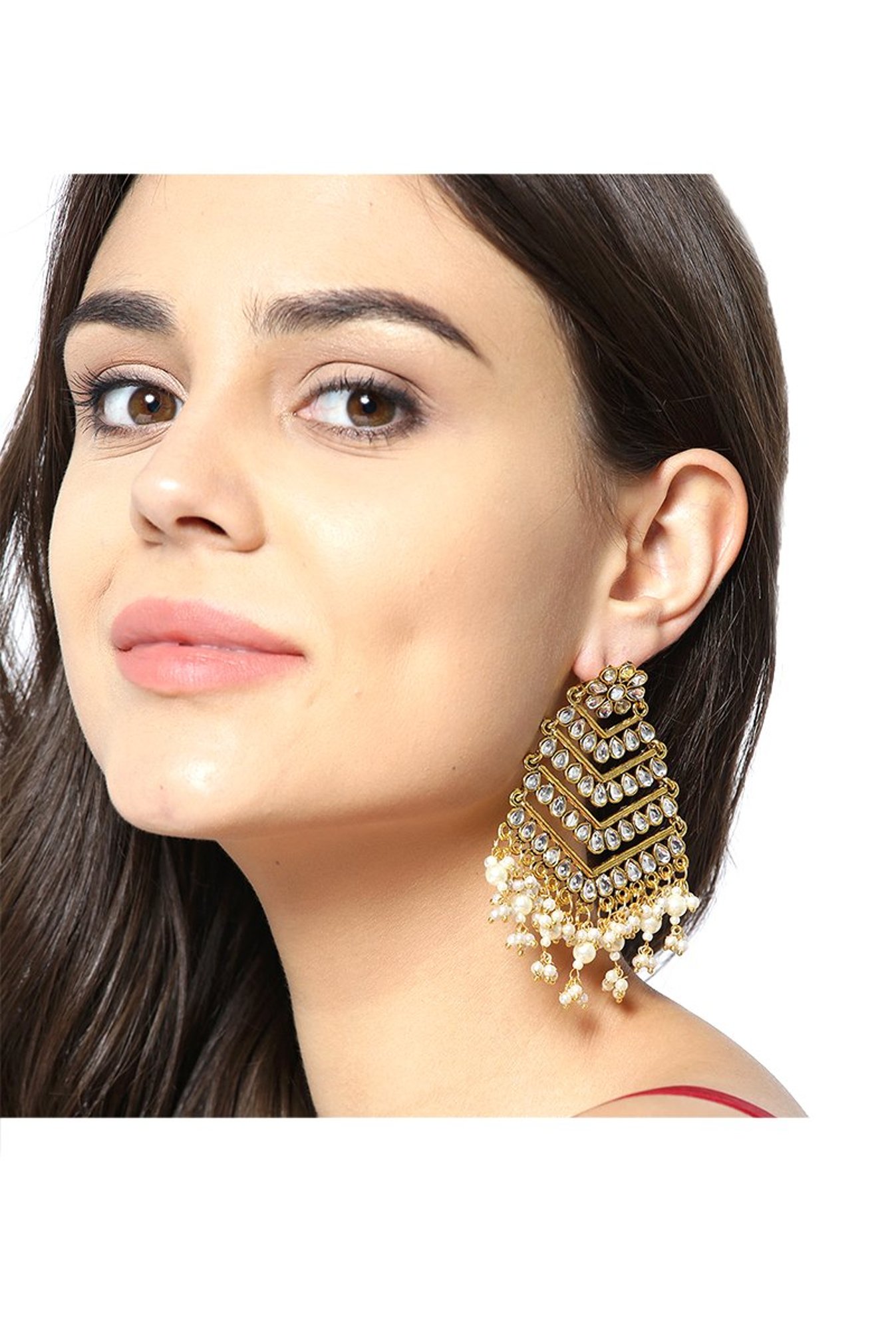 Panash Golden Alloy Dangler Earrings