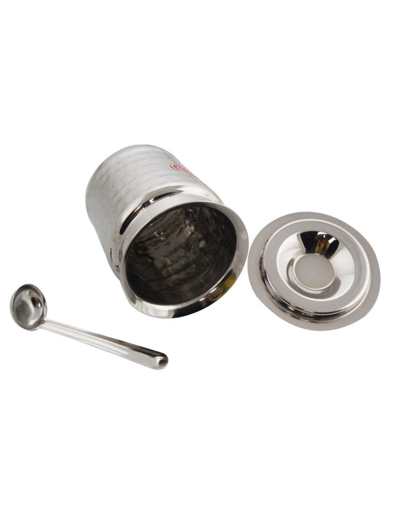 HAZEL Damaru Hammered Finish Stainless Steel Ghee Pot (300 ml) - Set of 1