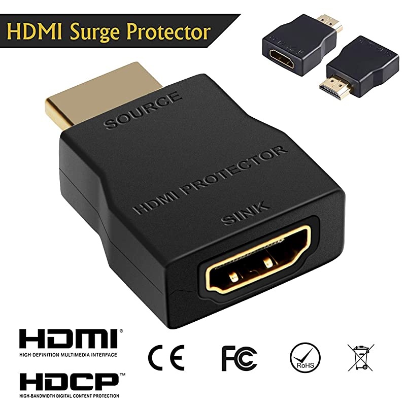 HDMI Surge Protector  Mini Portable HDMI 14 Protector for ESD and Surge Protection Support HDCP Black