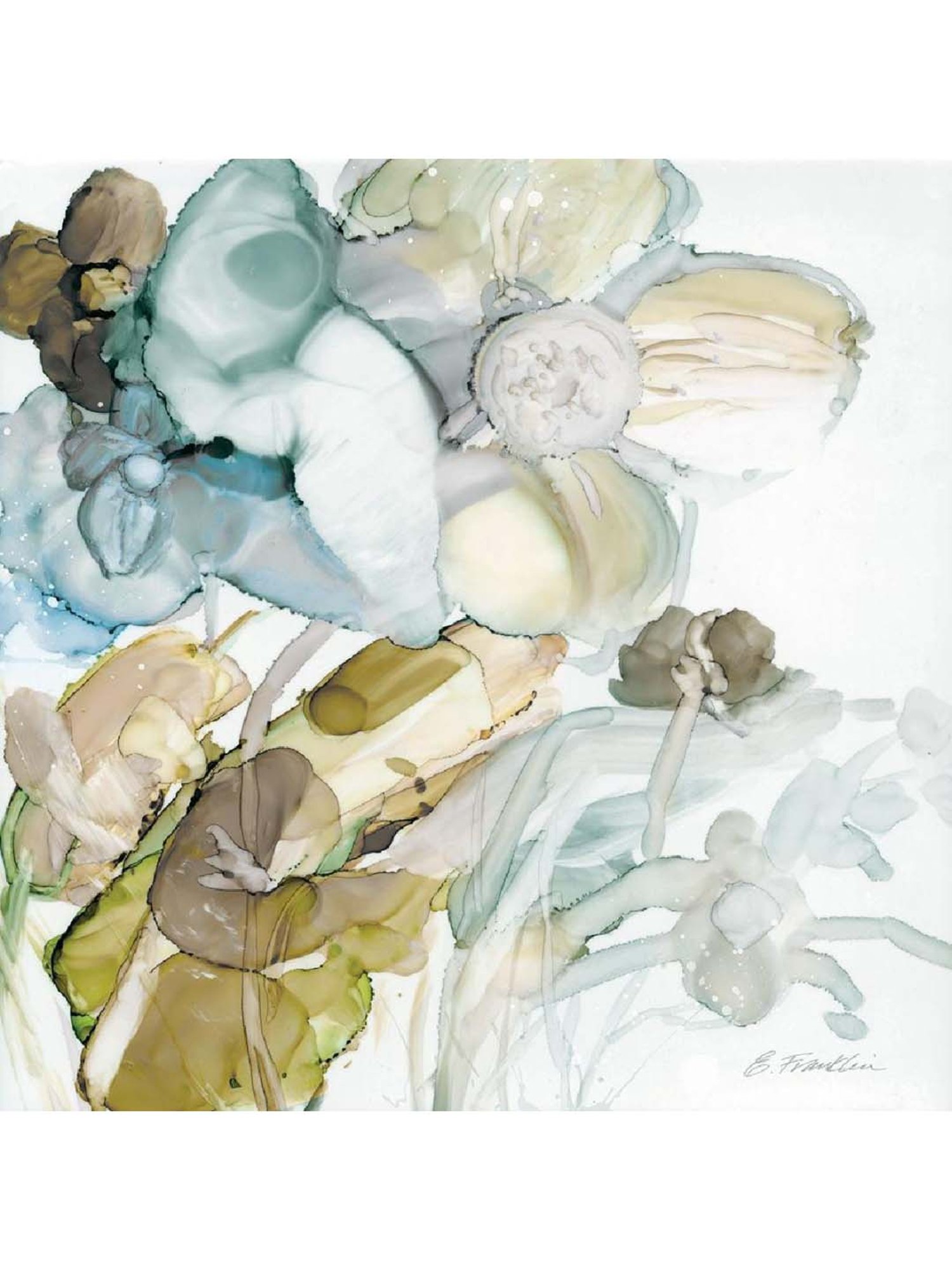 ARTE'VENUE Seaglass Garden Blue & Green Canvas Wall Arts - Set of 3 (10 X 10 inch Each)