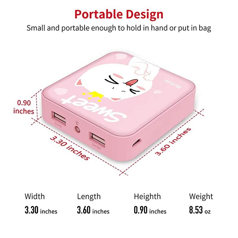 Portable Charger 10000mAh Power Bank External Battery Pack Powerbank Cell Phone Battery Backup Charger with Dual USB Output Comaptible Cellphone Smartphones Pink Sweet