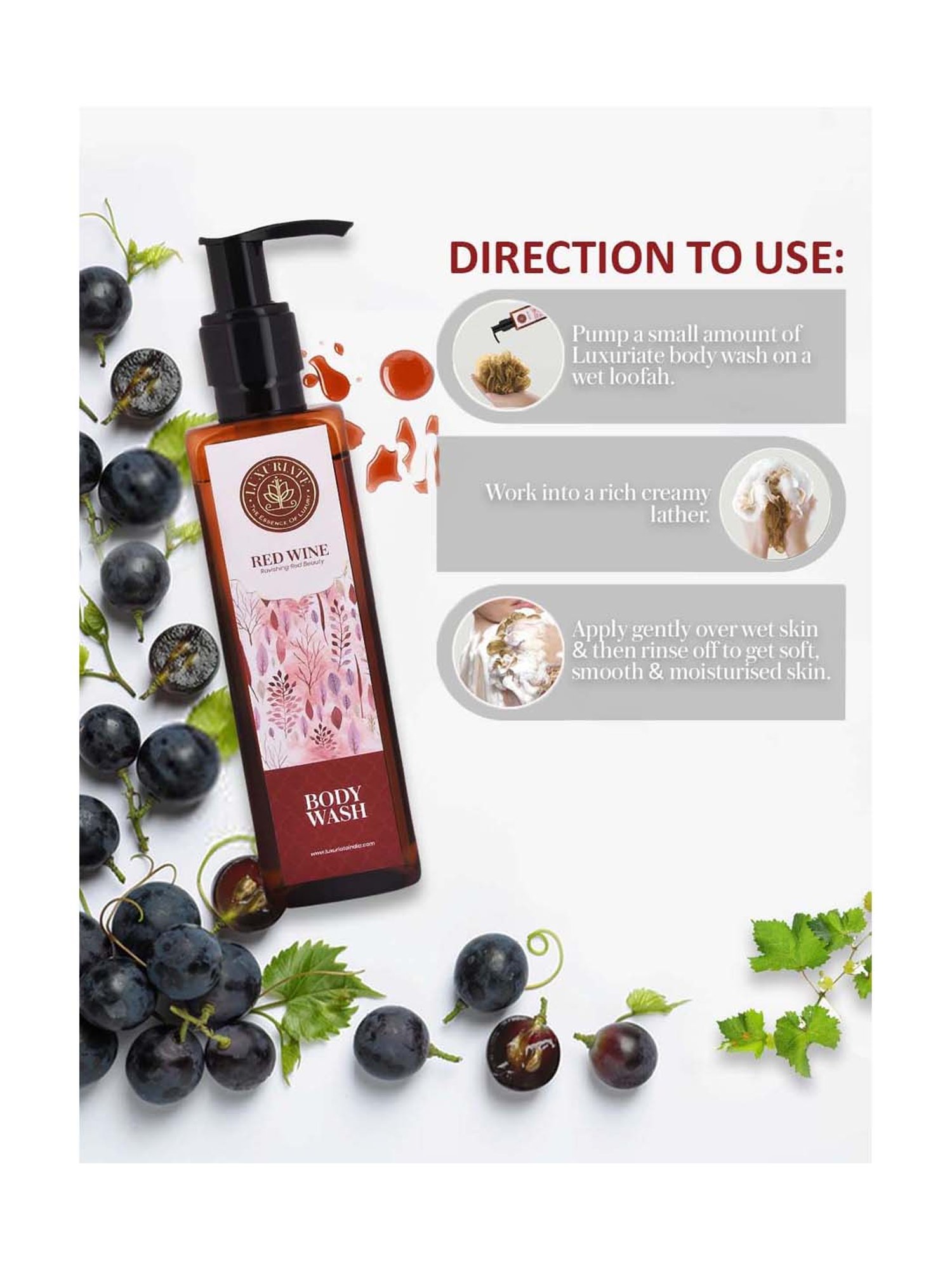 Luxuriate Ravishing Red Wine Body Wash Shower Liquid - 200 ml