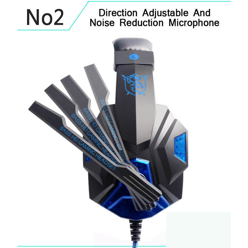 HISPETECH Glow LED Heaadphone Bass HD Stereo Sound Gaming Headset Mic Gamer Over-ear Headband Earphone Noise Cancelling with Microphone for PC Game