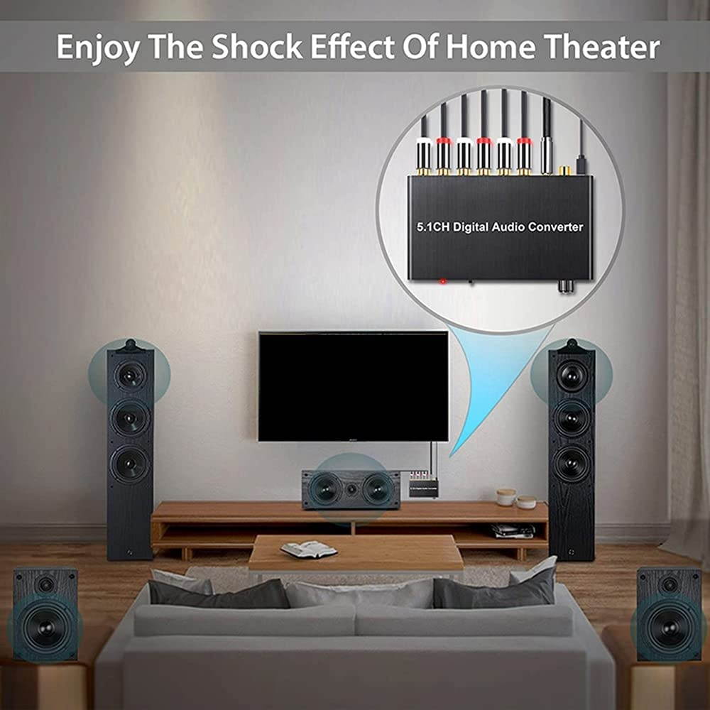 4K 60@ 3D 5.1CH Audio Extractor Decode Coaxial to RCA AC3/DST to 5.1 Amplifier Analog Converter for PS4 DVD Player HDTV