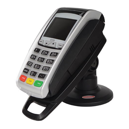 Stand for Ingenico ICT220 ICT250 Credit Card Machine with Latch and Lock Lower height pole mount with bespoke back plate for the Ingenico iCT 220/250. Securely and invisibly holds the device in place