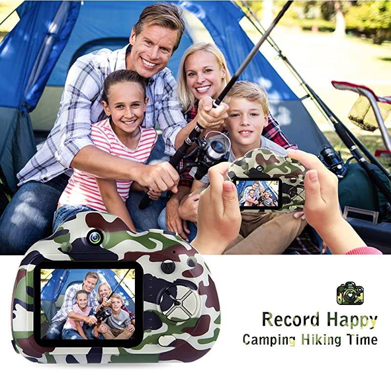 Kids Camera for Boys,4 5 6 7 Year Old Boy Gifts,Toys for 6 7 Year Old Boys,Best Gifts for Toddlers Camping,Kids Digital Video Camcorders,Camo(32GB SD Card Included).