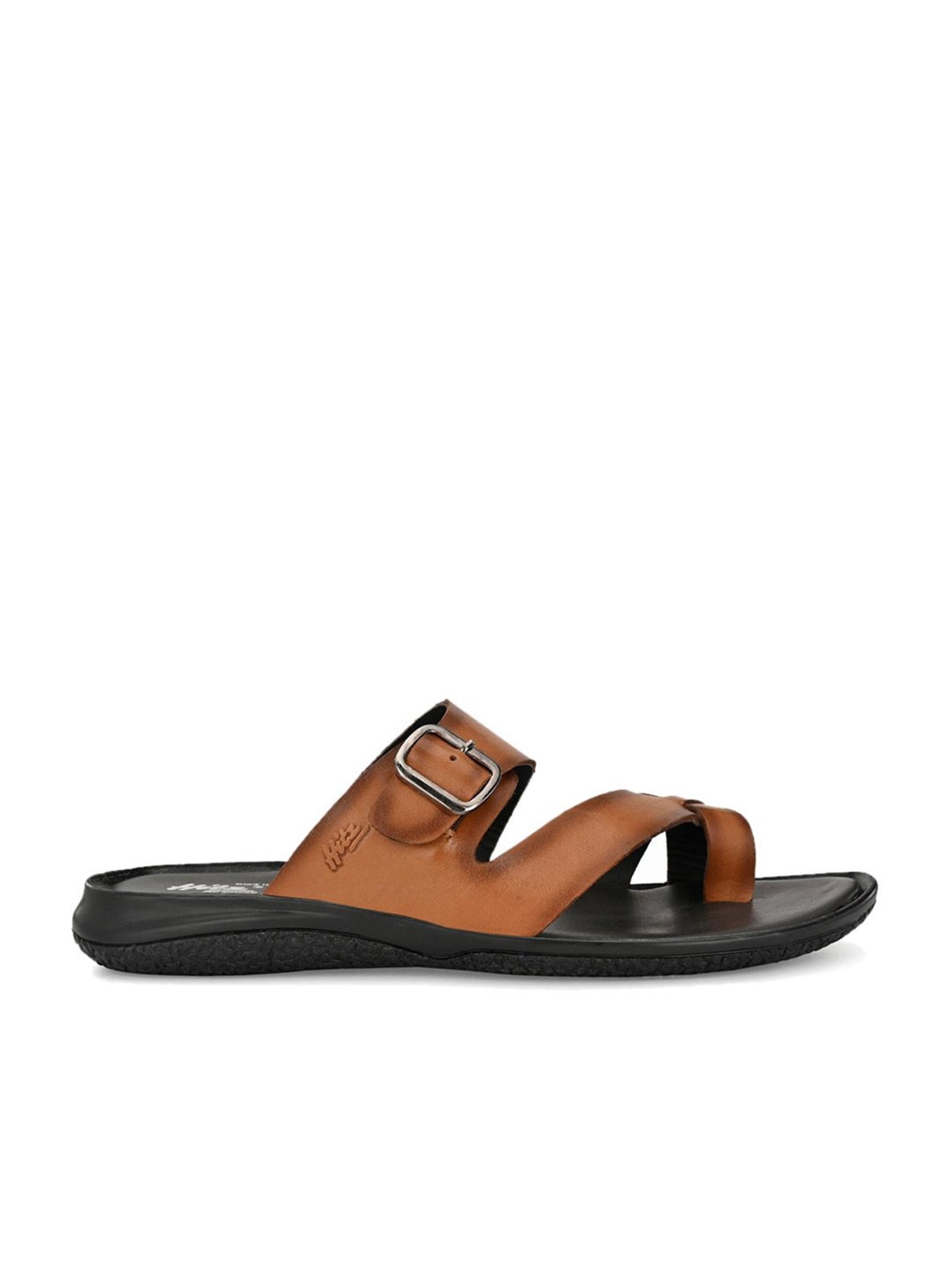 Hitz Men's Tan Cross Strap Sandals
