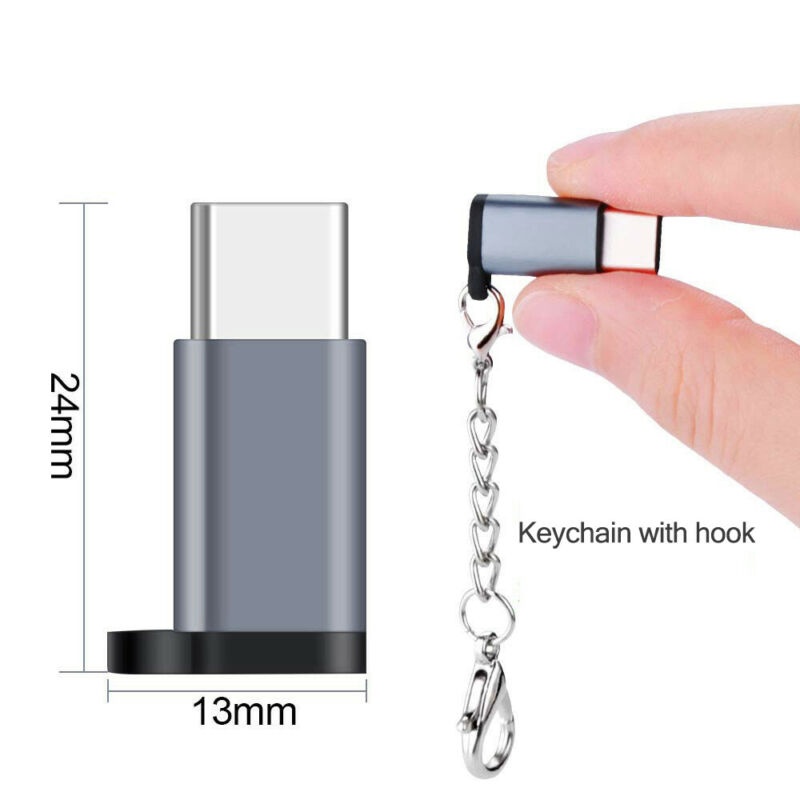 Micro USB to USB C Adapter, Micro USB to Type C Mini Converter, Grey