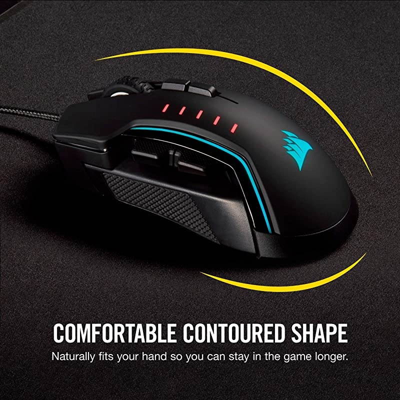 Glaive PRO RGB Gaming Mouse Comfortable amp Ergonomic Interchangeable Grips 18000 DPI Optical Sensor Black