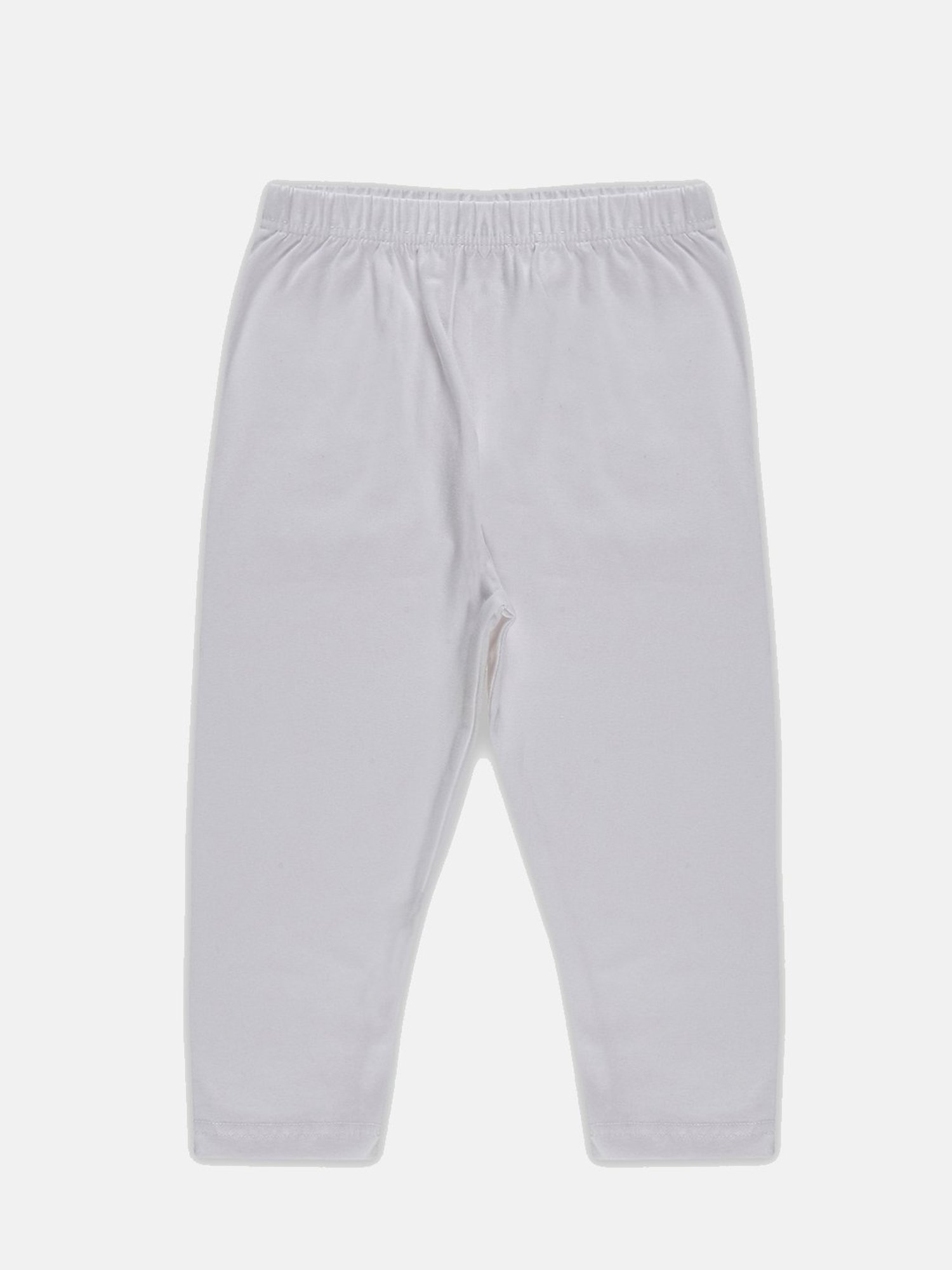 Kiddopanti Girls White Solid Leggings