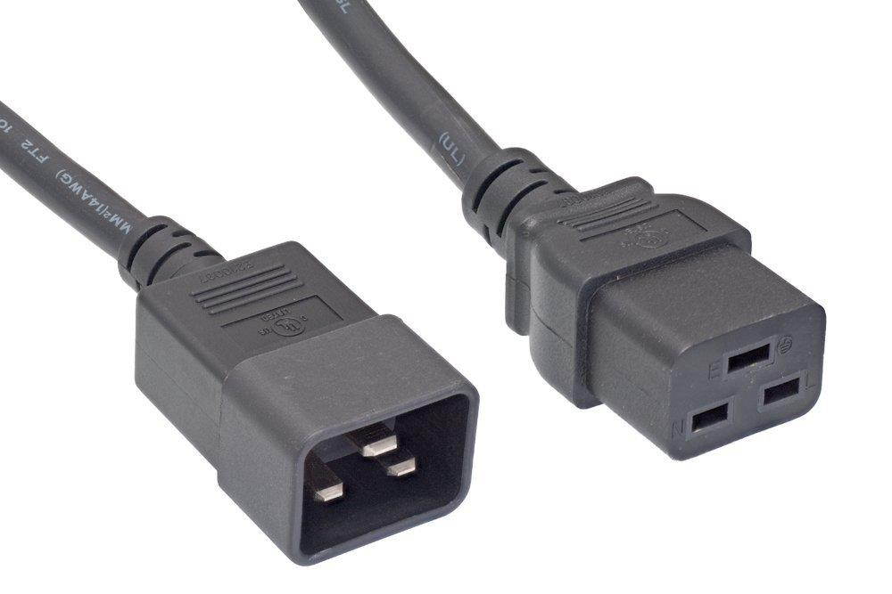 Cablelera AC Power Cord Extension, IEC320 C-19 to IEC320 C-20, 2' 14AWG, 250V, 15A (ZWACFGAW-02)