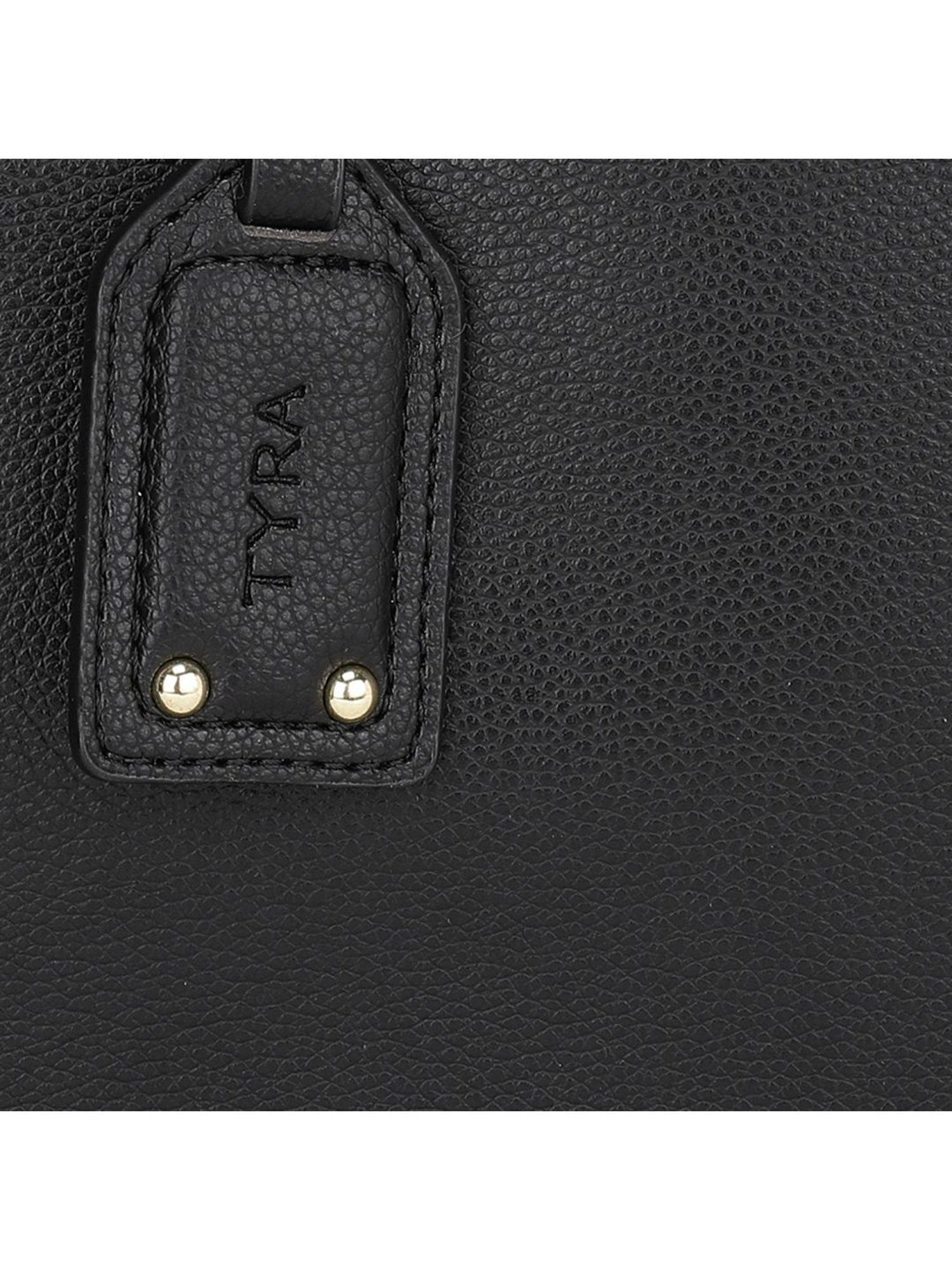 Tyra Emily Black Solid Faux Leather Tote Handbag