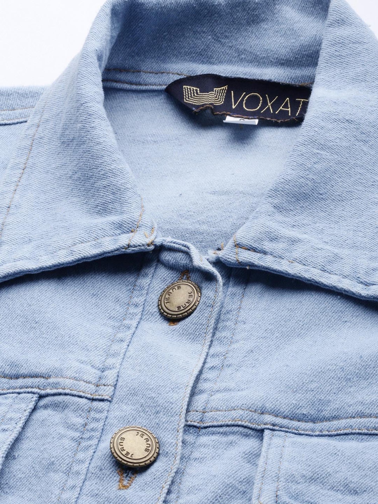 VOXATI Blue Regular Fit Denim Jacket