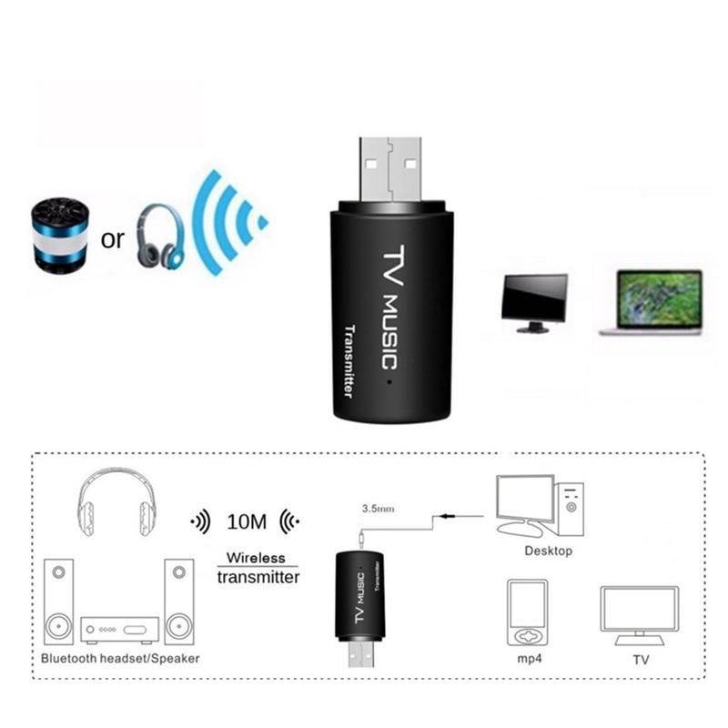 Universal USB Wireless Bluetooth Stereo Audio Transmitter 3.5mm Audio Plug Music Dongle Adapter For DVD TV MP3 Mp4 PC