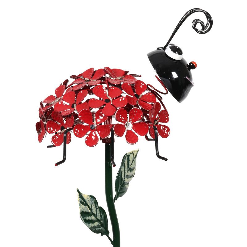 26.18" Metal Solar Lady Bug Stake Red - Exhart