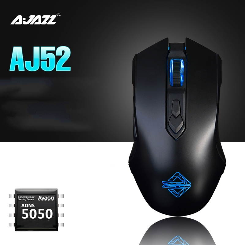Ajazz AJ52 Watcher RGB Backlit Ergonomic Gaming Mouse, 2500 DPI A5050 7 Programmable Buttons Wired Gaming Mice for Windows Mac OS Linux, Competitor White Star