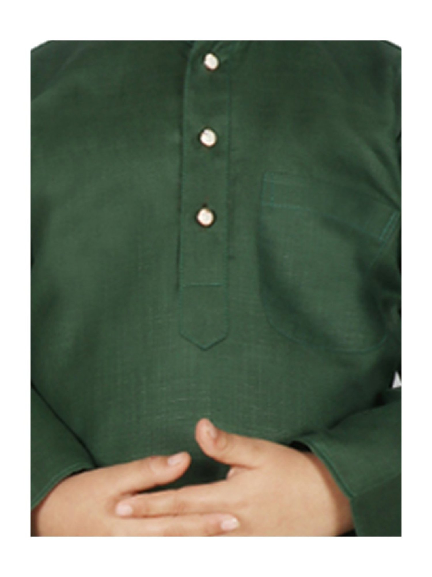 SG Yuvraj Kids Green & White Solid Kurta with Pyjama