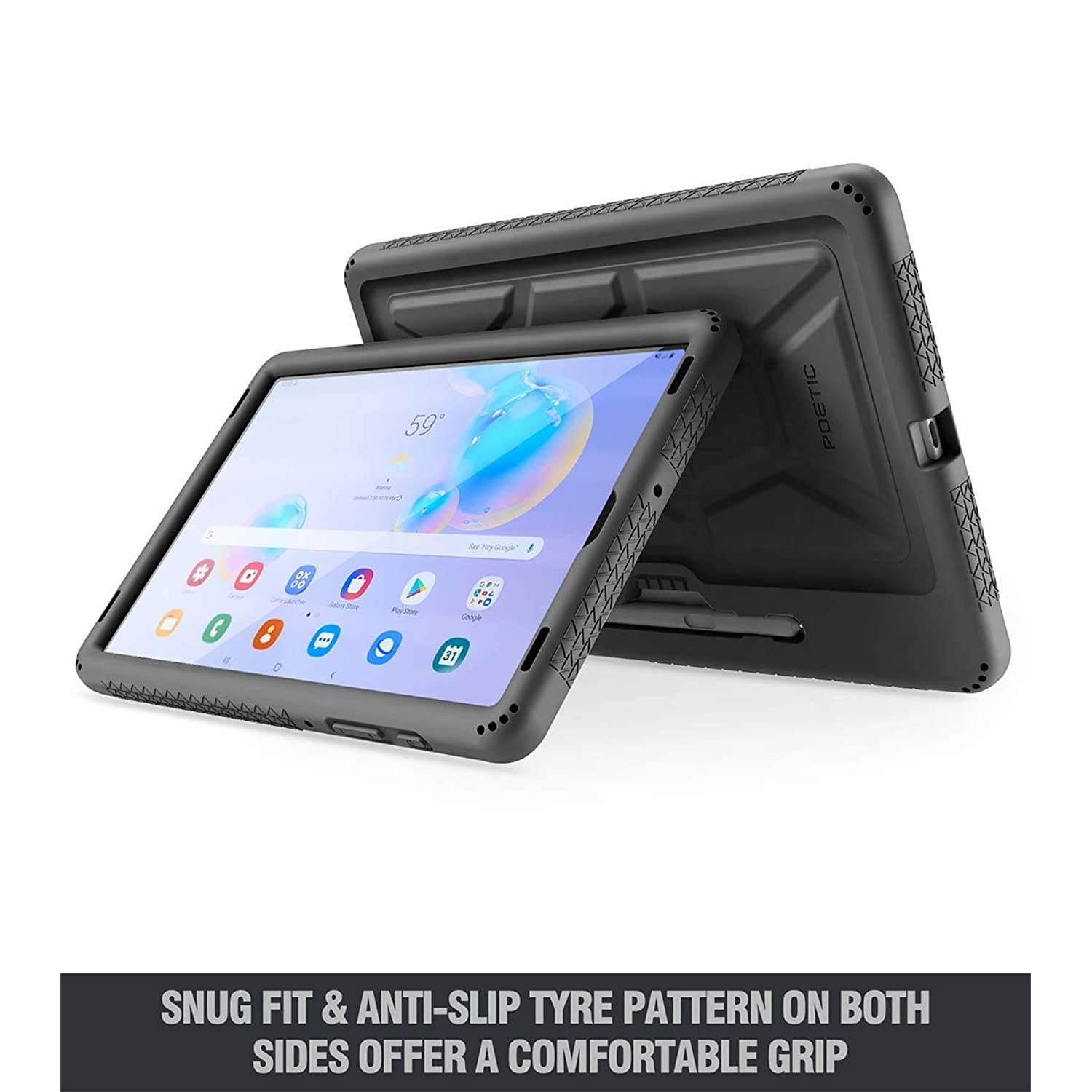 Galaxy Tab S6 Tablet Case, Poetic Heavy Duty Shockproof Kids Friendly Silicone Case Cover, TurtleSkin Series, for Samsung Galaxy Tab S6 10.5 inch Tablet (SM-T860/SM-T865 2019 Release), Black